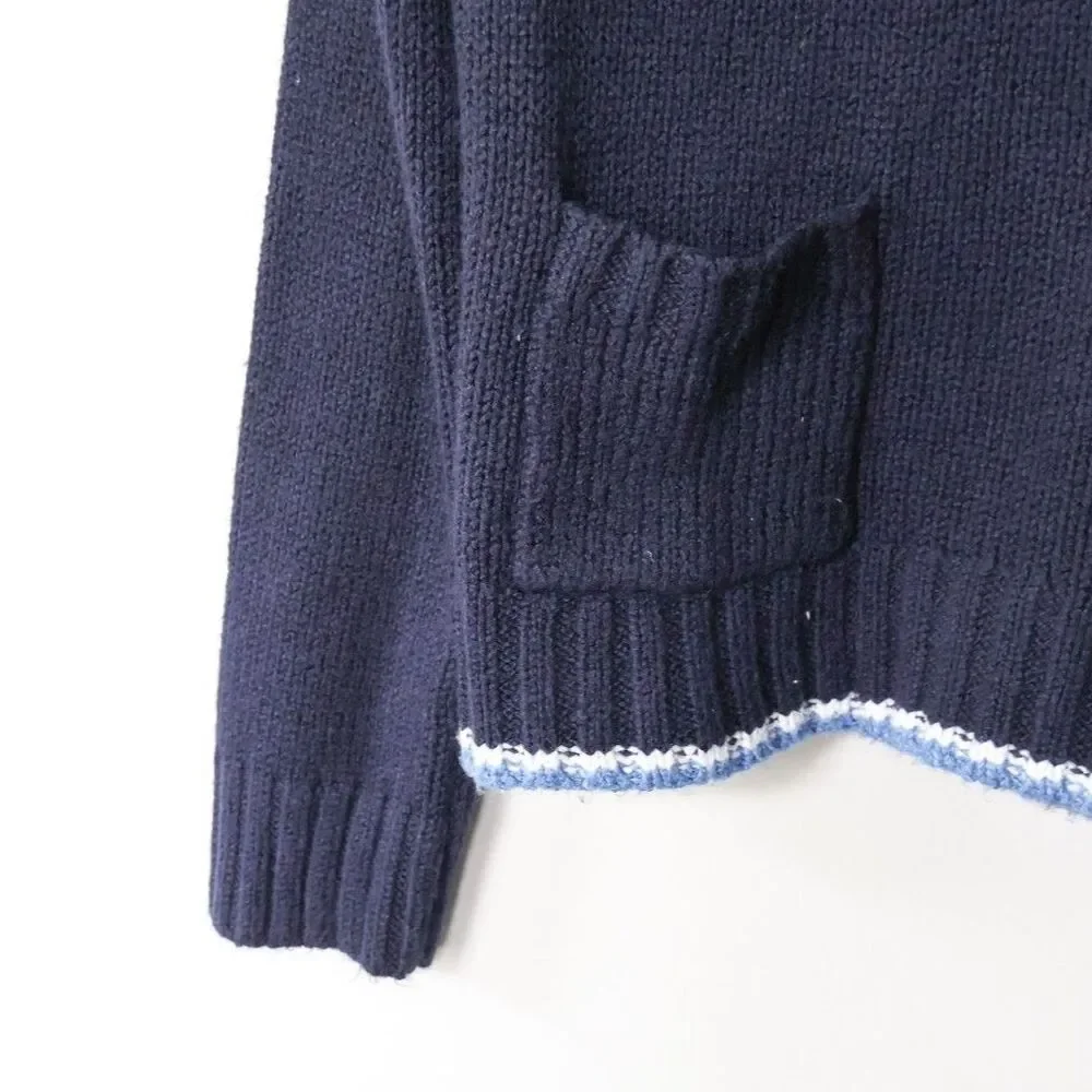 NWT V-neck Nautical Sweater with Collar Navy Small